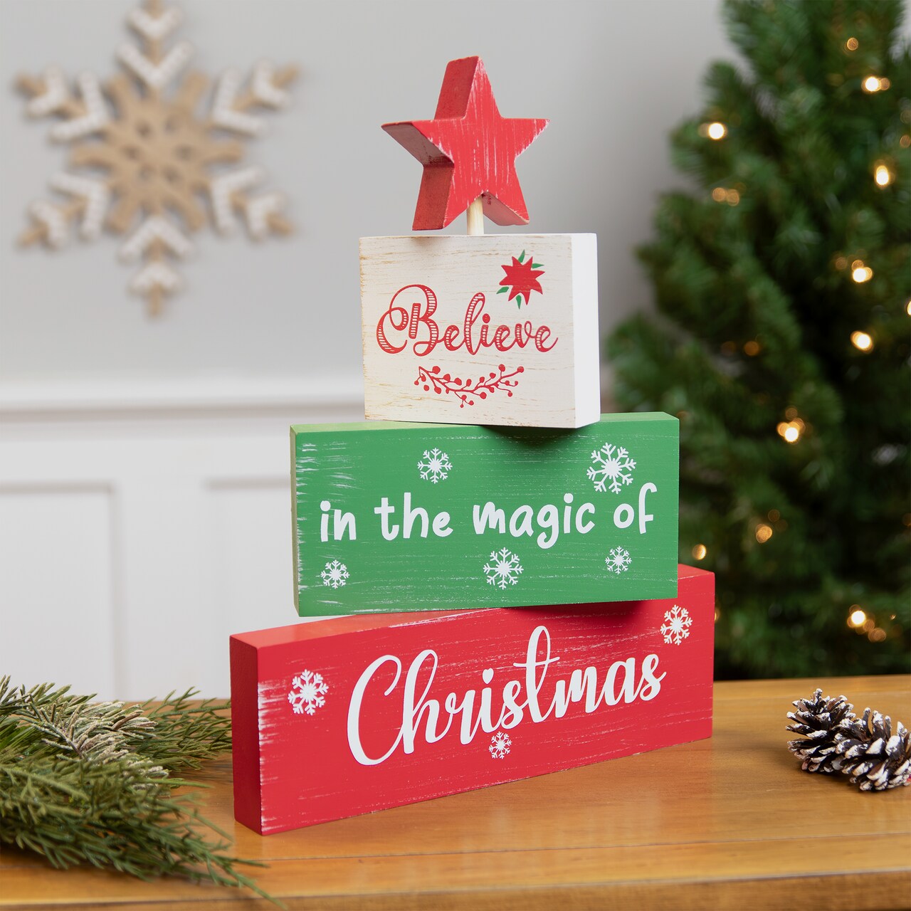 Northlight Believe in the Magic of Christmas Wooden Tree Sign - 12.5"